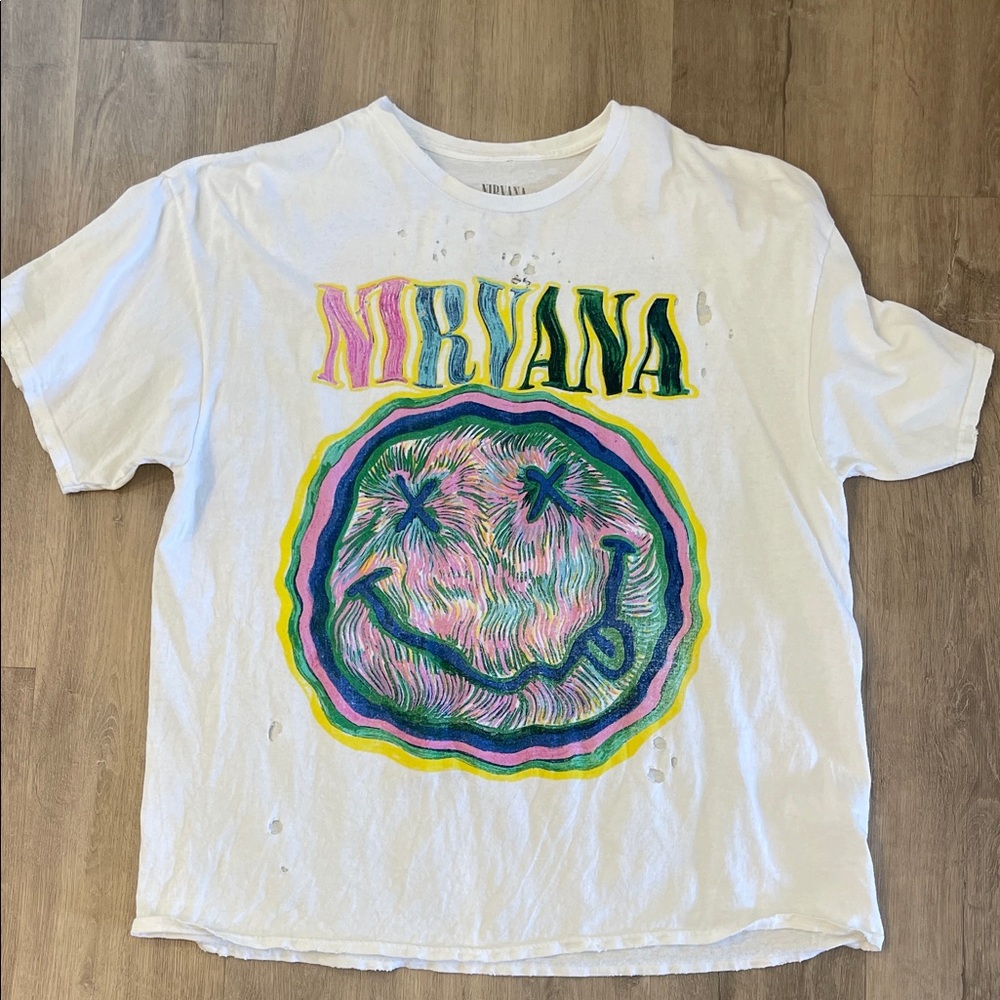 Nirvana  White Graphic T-Shirt urban outfitters